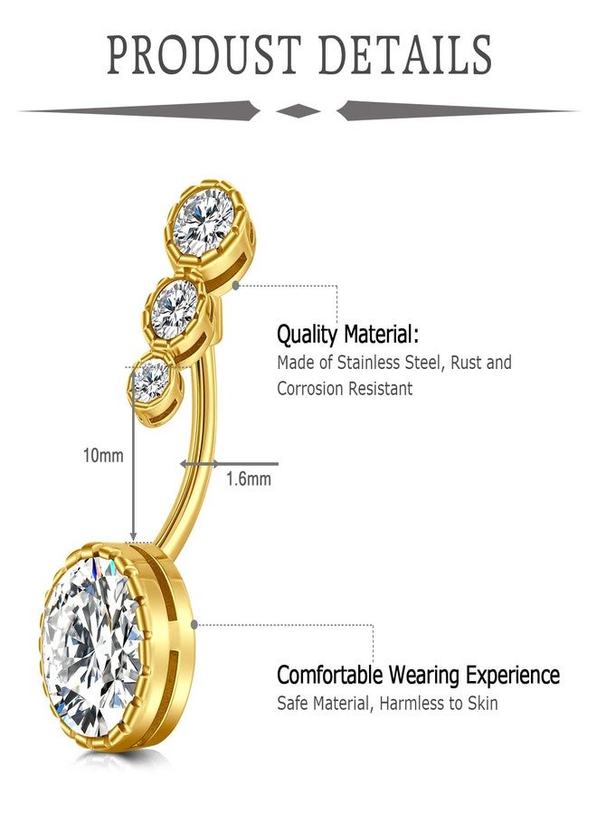 vcmart Gold Belly Button Ring Surgical Steel Diamond Belly Rings for Women Navel Rings Navel Piercing Jewelry - Image 4